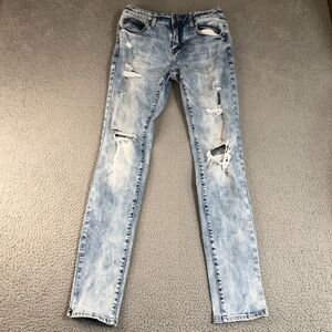 American Eagle Jeans Mens 30x34 Blue‎ Denim Straight Distressed Skinny Flex